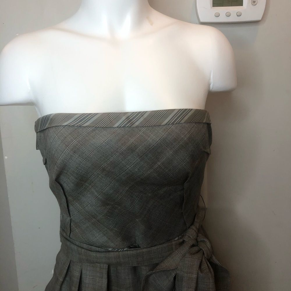 Lida Baday Wool Plaid Strapless Dress Size 4 Academia Business Casual Office 4 - Picture 3 of 15